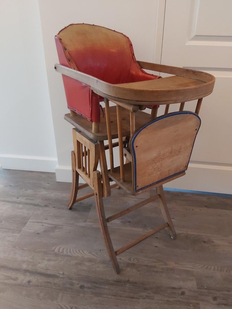 Mooie oude houten kinderstoel hobbelpaard potje/po., Ophalen