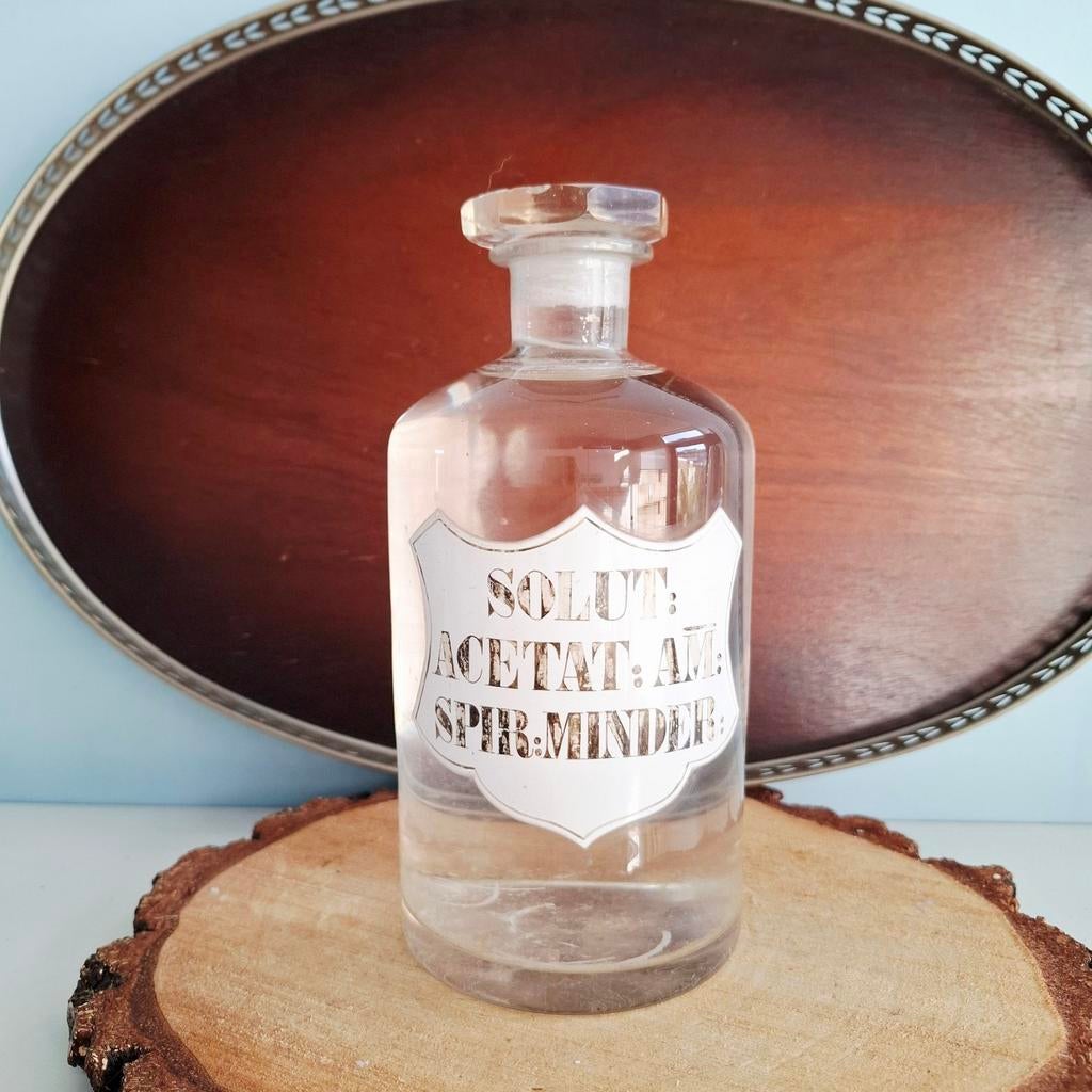 Antieke volle apothekersfles met Solut Acetat, Antiek en Kunst, Ophalen of Verzenden