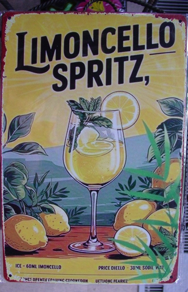 LIMONCELLO SPRITZ REKLAME -METAAL-, Ophalen of Verzenden, Gebruikt, Reclamebord