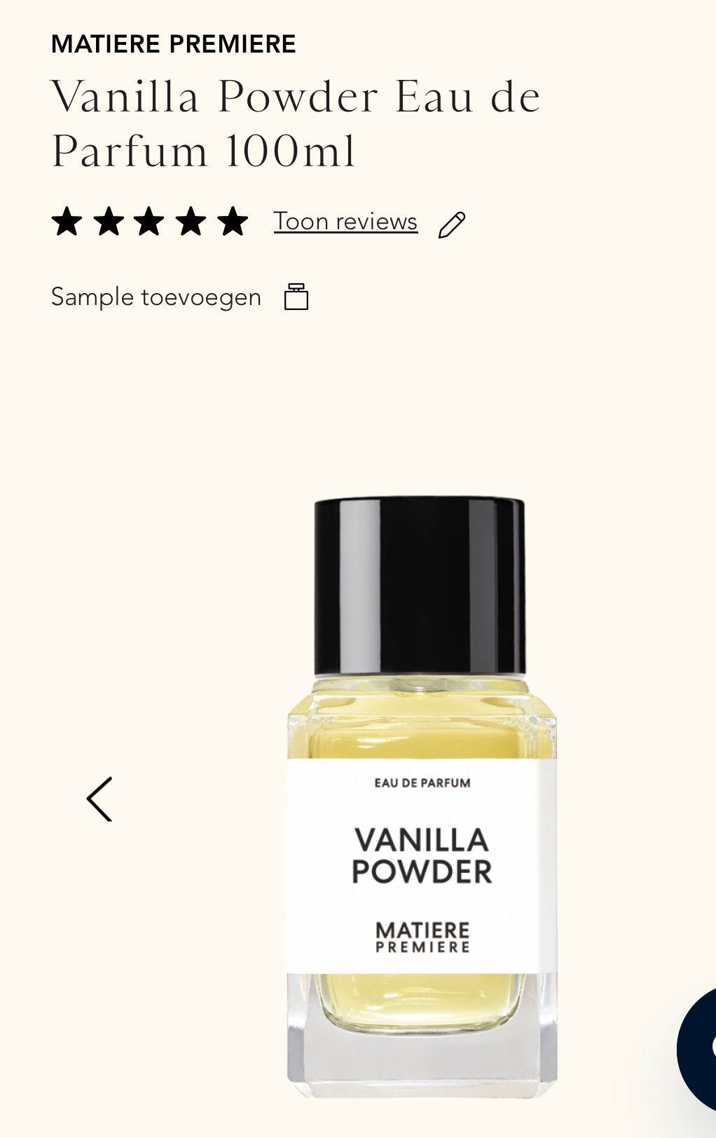 Matire Premiere Vanilla Powder Eau De Parfum 100 ml, Ophalen of Verzenden, Nieuw