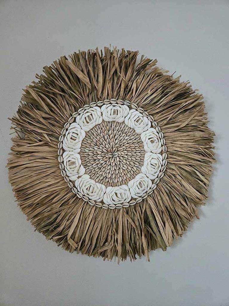 Raffia bunga schelp wanddecoratie 3 uit Bali, Huis en Inrichting, Woonaccessoires | Overige, Ophalen, Tropical home, 6951nk, Nieuw