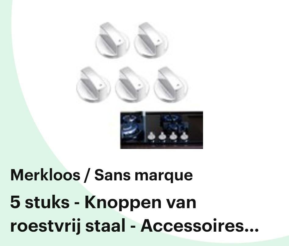 Bedieningsknop RVS voor gaskookplaat., Ophalen, Nieuw, Gas, 5 kookzones of meer