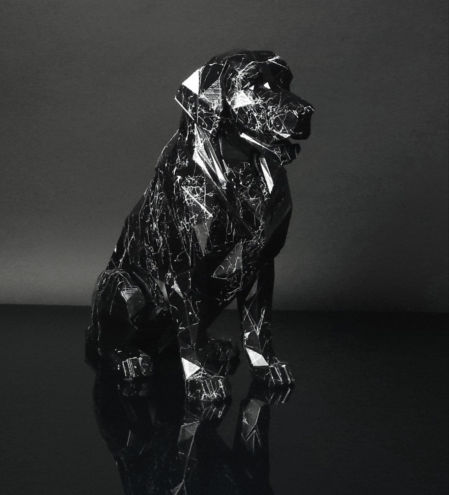 Geometrische Golden Retriever – Black Marble Edition XL (32c, Ophalen of Verzenden, Nieuw, Dier