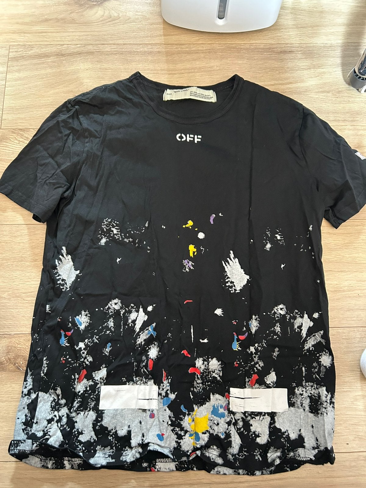 Off White T-shirt. €35,00, Kleding | Heren, T-shirts, Ophalen of Verzenden, Zo goed als nieuw, Maat 52/54 (L), Zwart
