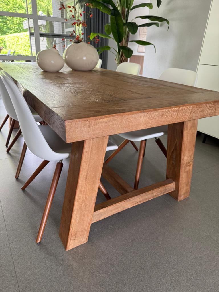 Teakhouten kloostertafel | eetkamertafel, Huis en Inrichting, Tafels | Eettafels, Ophalen, Teakhout, 200 cm of meer, Kloostertafel