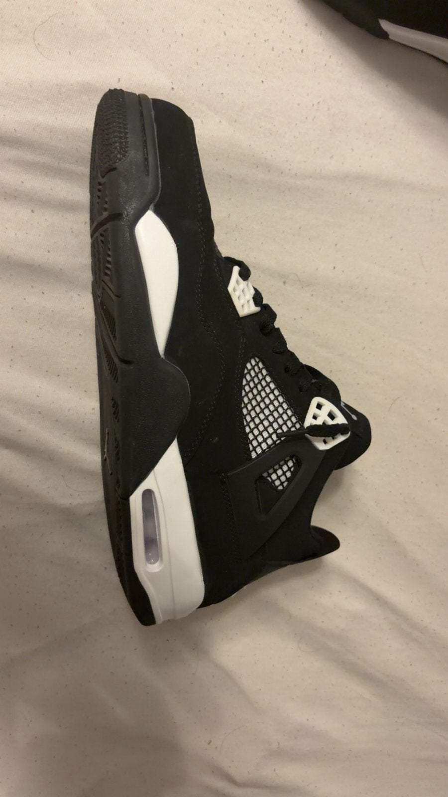 Jordan 4 retro white thunder, Kleding | Heren, Verzenden, Zo goed als nieuw, Zwart