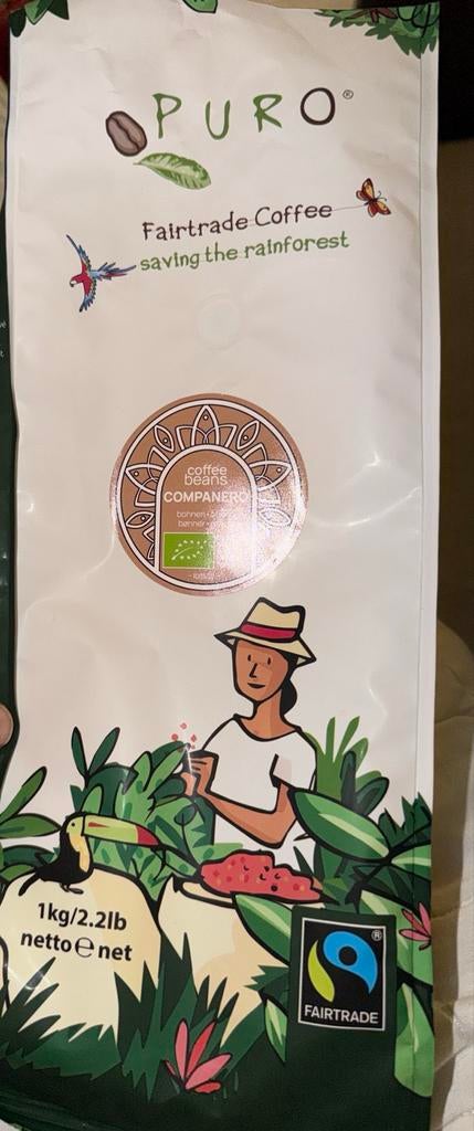 Puro Fairtrade koffiebonen 1kg, Overige modellen, 10 kopjes of meer, Nieuw, Koffiebonen