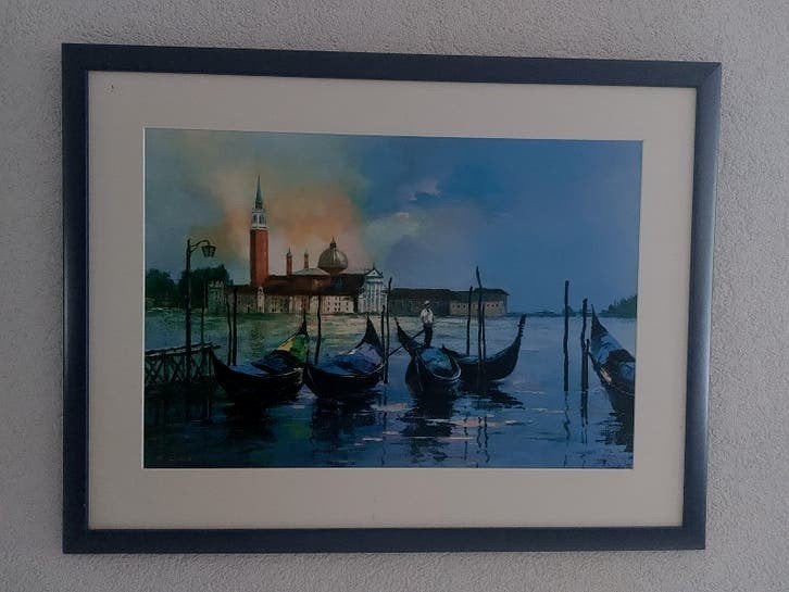 Mooi ingelijst kunstwerk van H. Leung - Venetië - © 1996, Antiek en Kunst, Ophalen of Verzenden