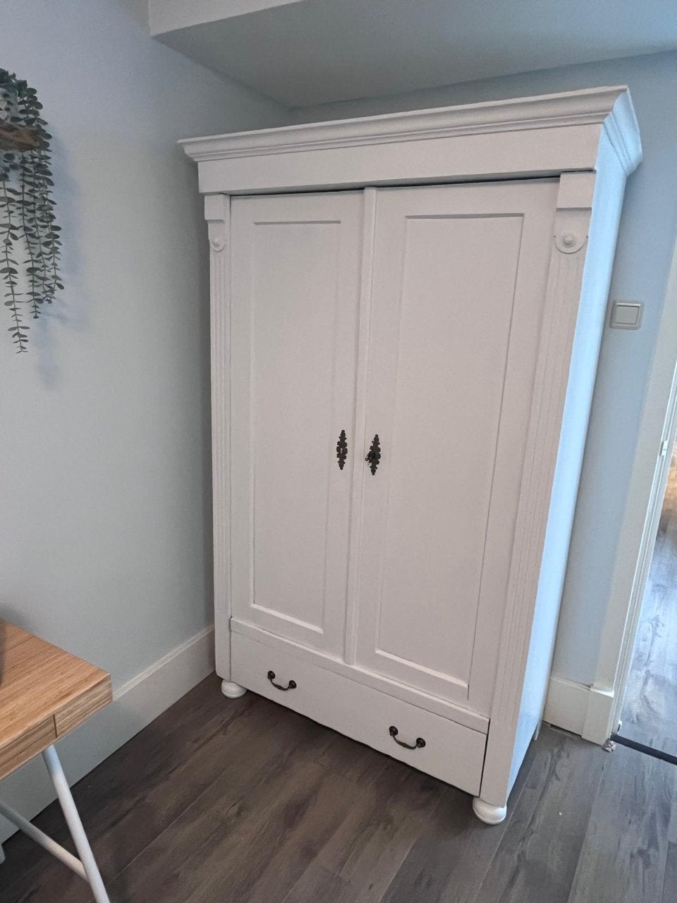 Prachtige witte kledingkast met lades en planken, Gebruikt, 100 tot 150 cm, Met lade(s), 150 tot 200 cm