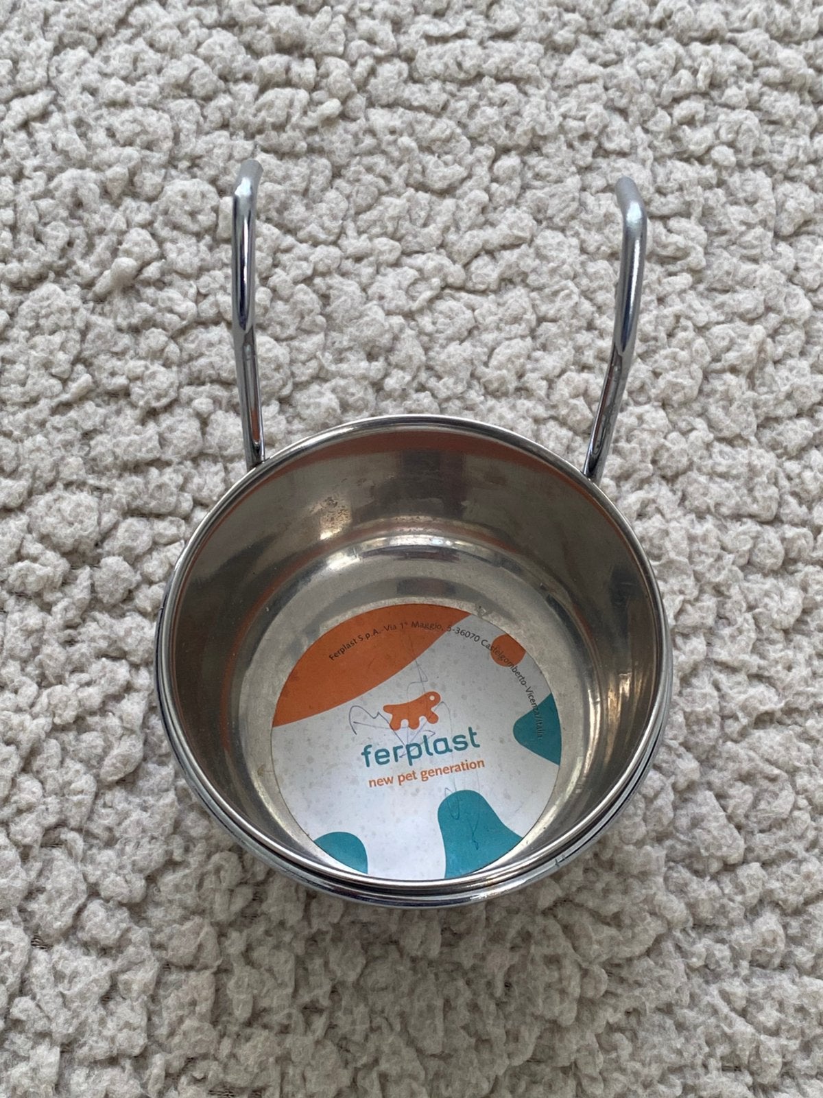 Ferplast Sirio RVS Voerbak/Drinkbak met Ophanghaken-150 ml, Dieren en Toebehoren, Ophalen of Verzenden, Nieuw