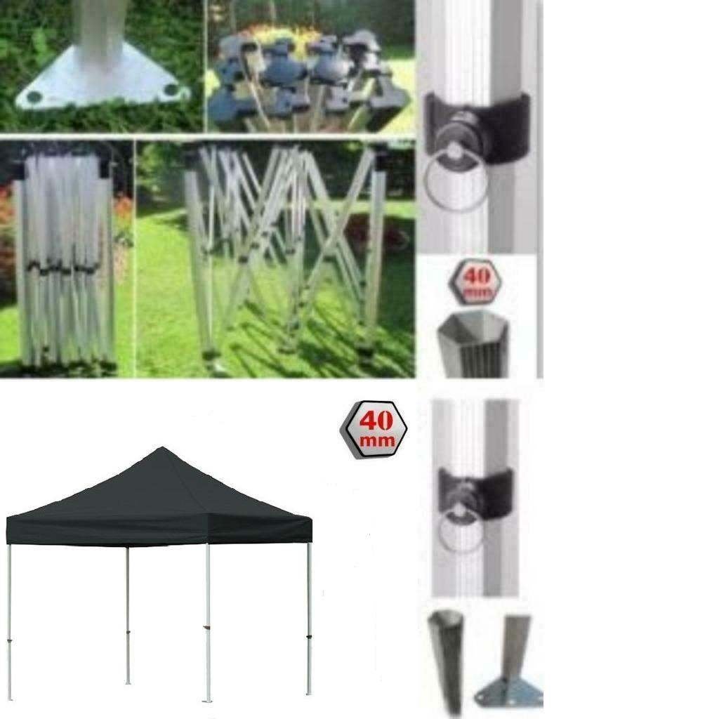 Easy Up Vouwtent Marktkraam 3x3m Hexagon-Frame Zwart, Tuin en Terras, Partytenten, Opvouwbaar, Partytent, Nieuw, Minder dan 5 meter