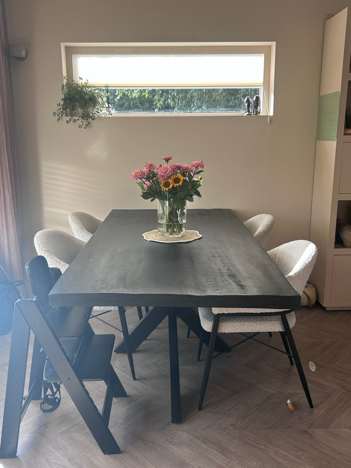 MOET WEG - Robuuste zwarte eettafel, Ophalen, Gebruikt, 200 cm of meer, 50 tot 100 cm
