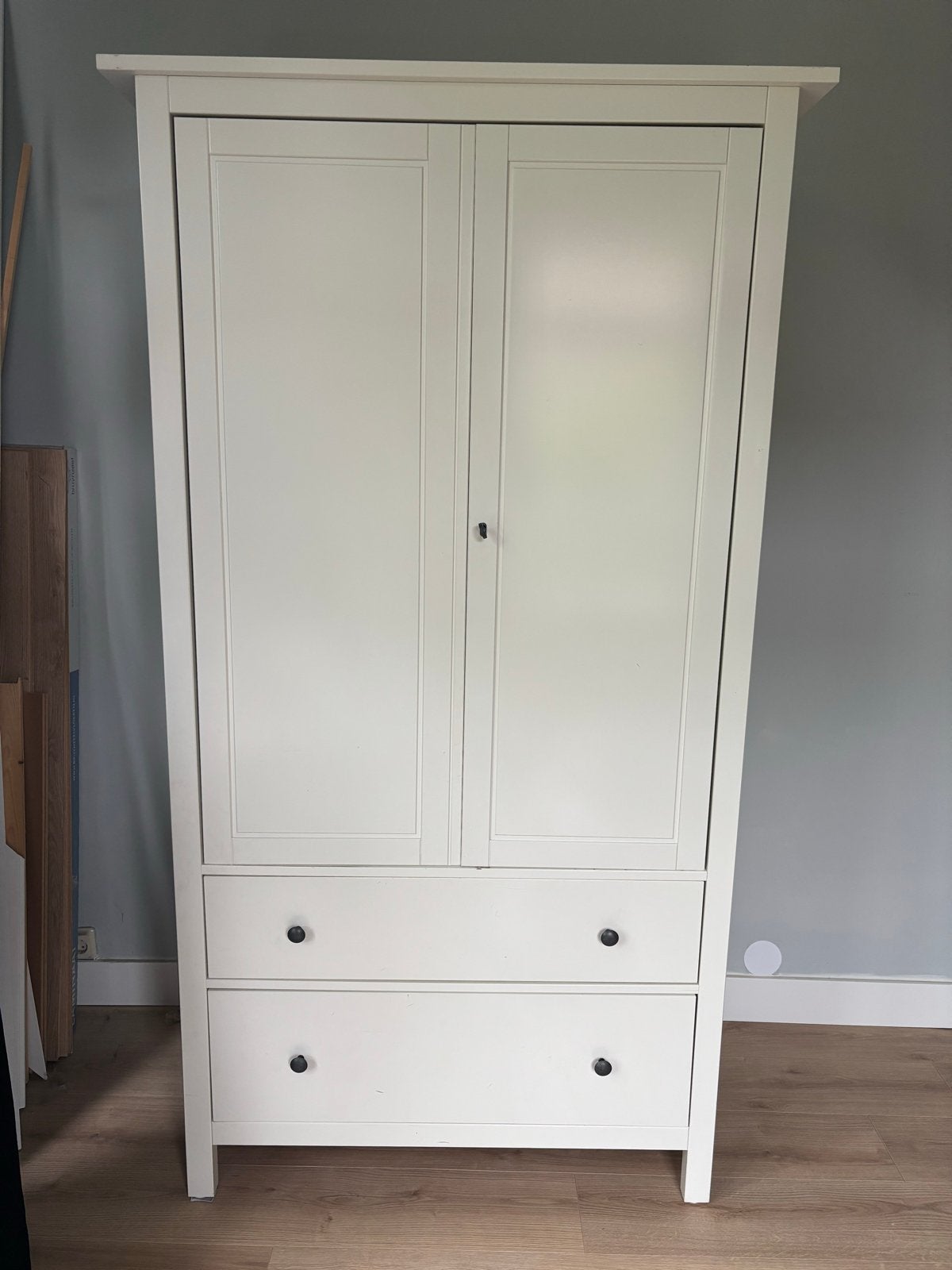 Witte kledingkast met lades en hangruimte, Ophalen, Gebruikt, 50 tot 100 cm, Met lade(s)
