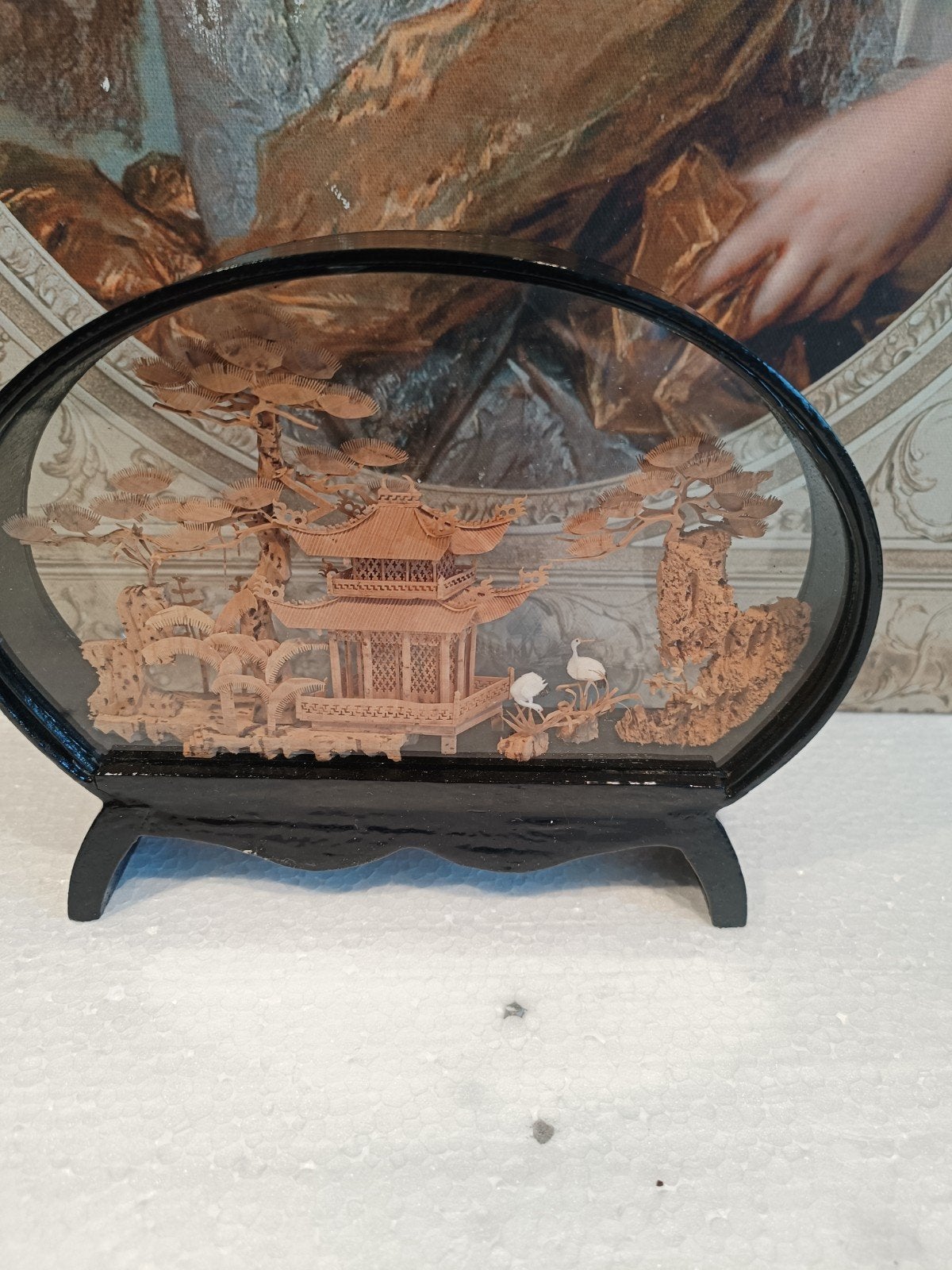 Vintage Chinees kurk diorama in lijst, Overige typen, Ophalen of Verzenden, China, Ingelijst