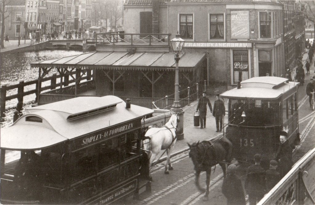 Leiden, De Paardentram in de Paardensteeg. 7092, Verzenden, 1960 tot 1980, Ongelopen, Zuid-Holland