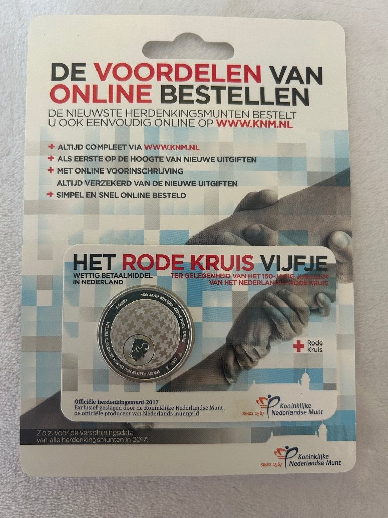 herdenkingsmunt rode kruis 2017 coincard, Ophalen of Verzenden, Koningin Beatrix, Euro's, Losse munt