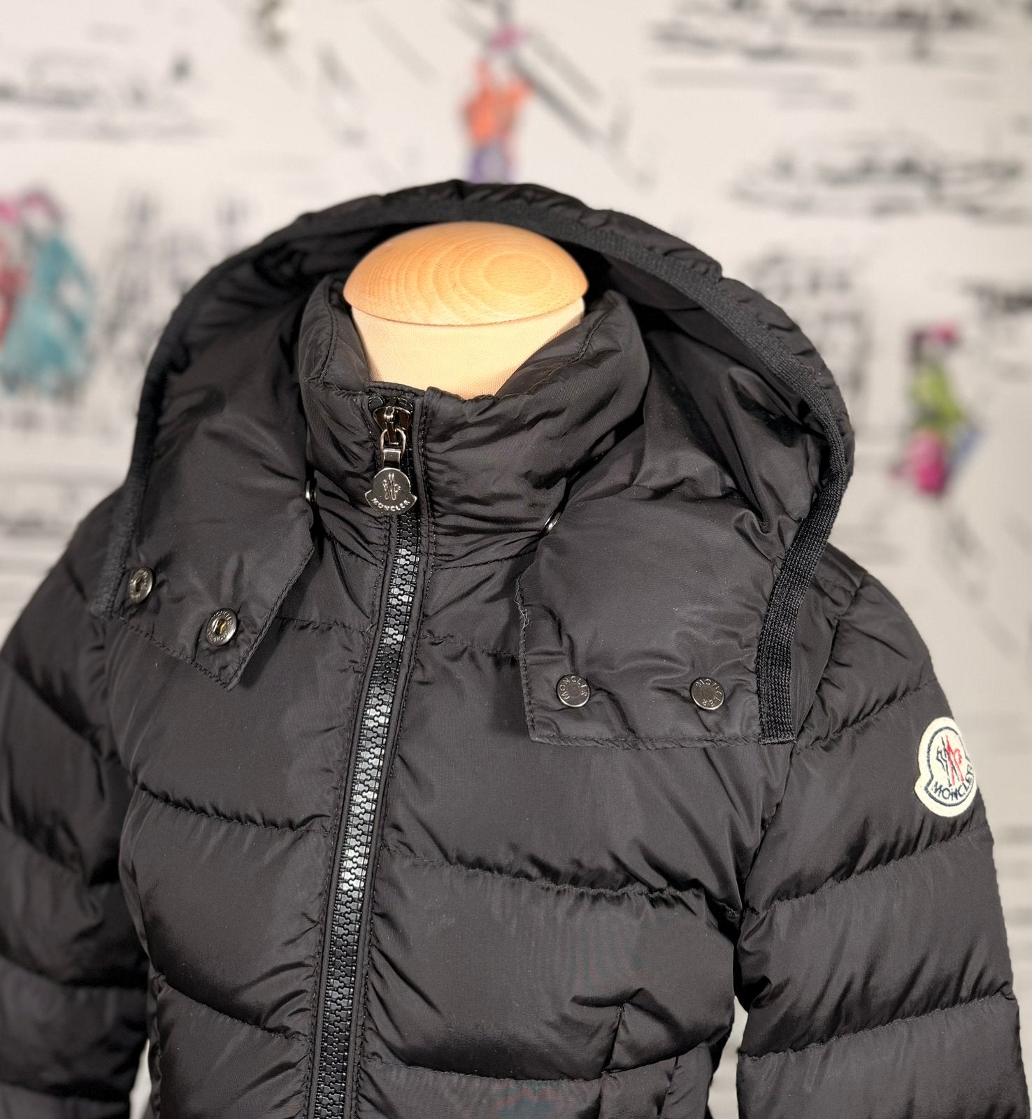 Moncler zwarte charpal winterjas maat 8 (780 euro), Moncler EU, Meisje, Ophalen of Verzenden, Zo goed als nieuw