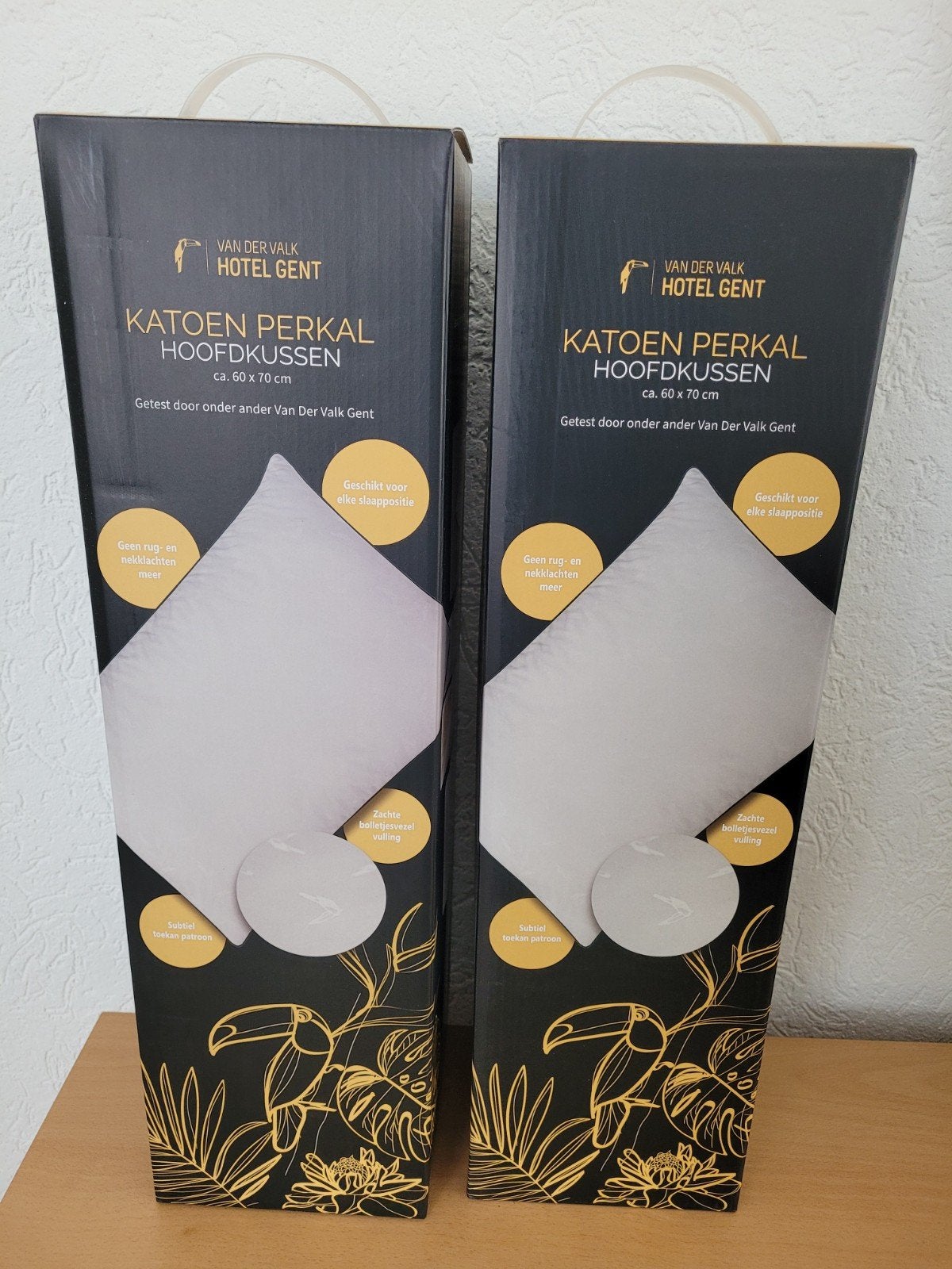 Set Van der Valk katoen perkal hoofdkussen 60x70 cm nieuw, Eenpersoons, Wit, Nieuw, Ophalen of Verzenden