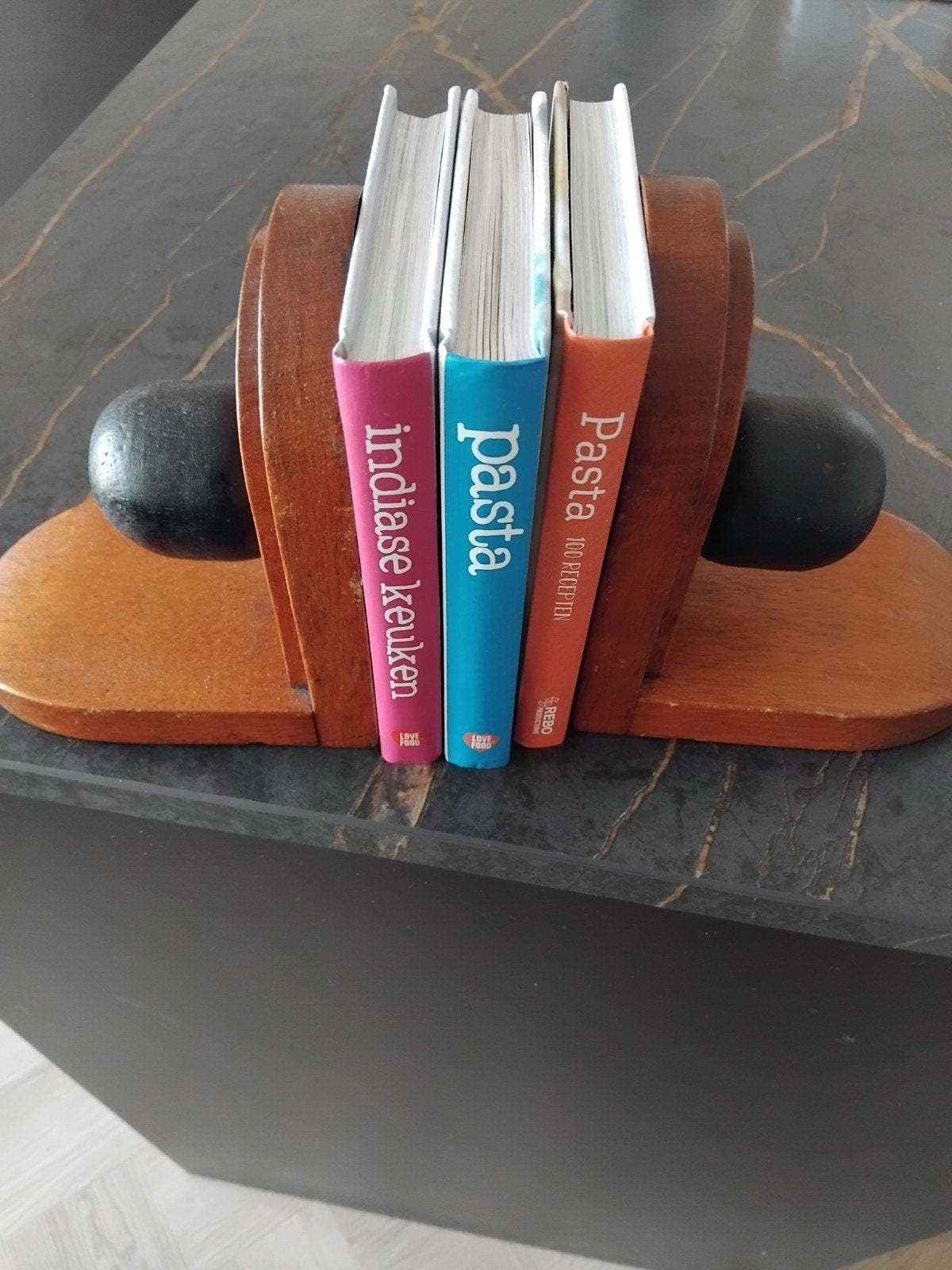 Boekensteunen "A'damse-School", Gebruikt, Ophalen of Verzenden, Bruin, Vintage
