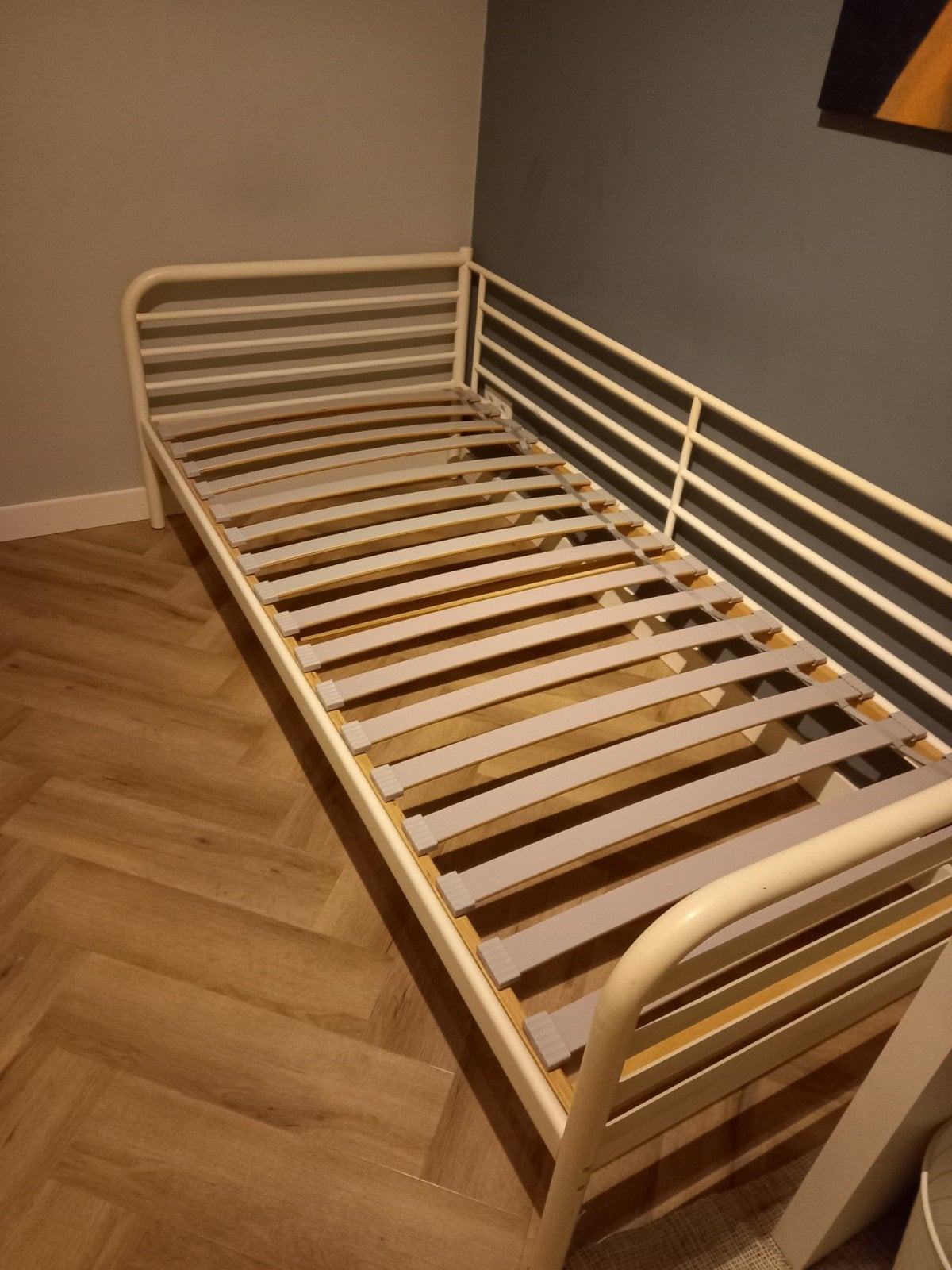 1 persoonsbed met lattenbodem, Ophalen, Gebruikt, 90 cm, Eenpersoons