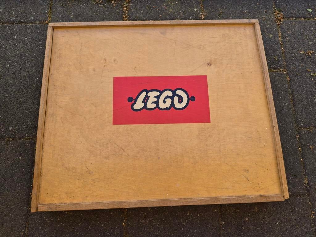 Vintage LEGO houten sorteerdoos met logo, Gebruikt, Overige thema's, Lego, Accessoire