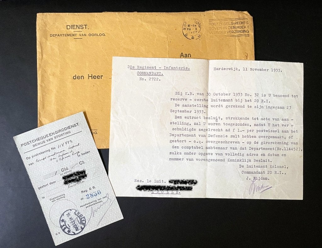 Departement van Oorlog - brief inzake aanstelling - 1933, Ophalen of Verzenden, Landmacht, Nederland, Overige typen