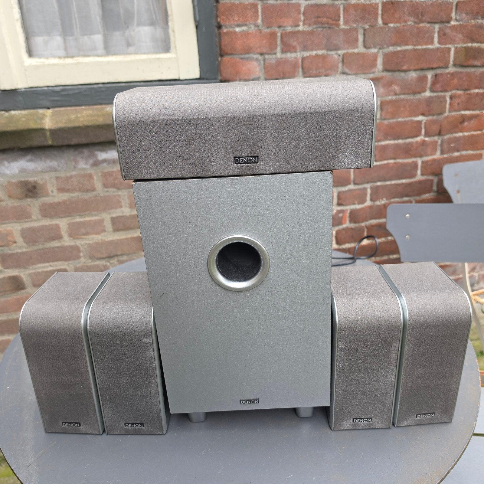 Denon zware speaker surround sound set, Ophalen of Verzenden, 60 tot 120 watt, Front, Rear of Stereo speakers, Overige merken
