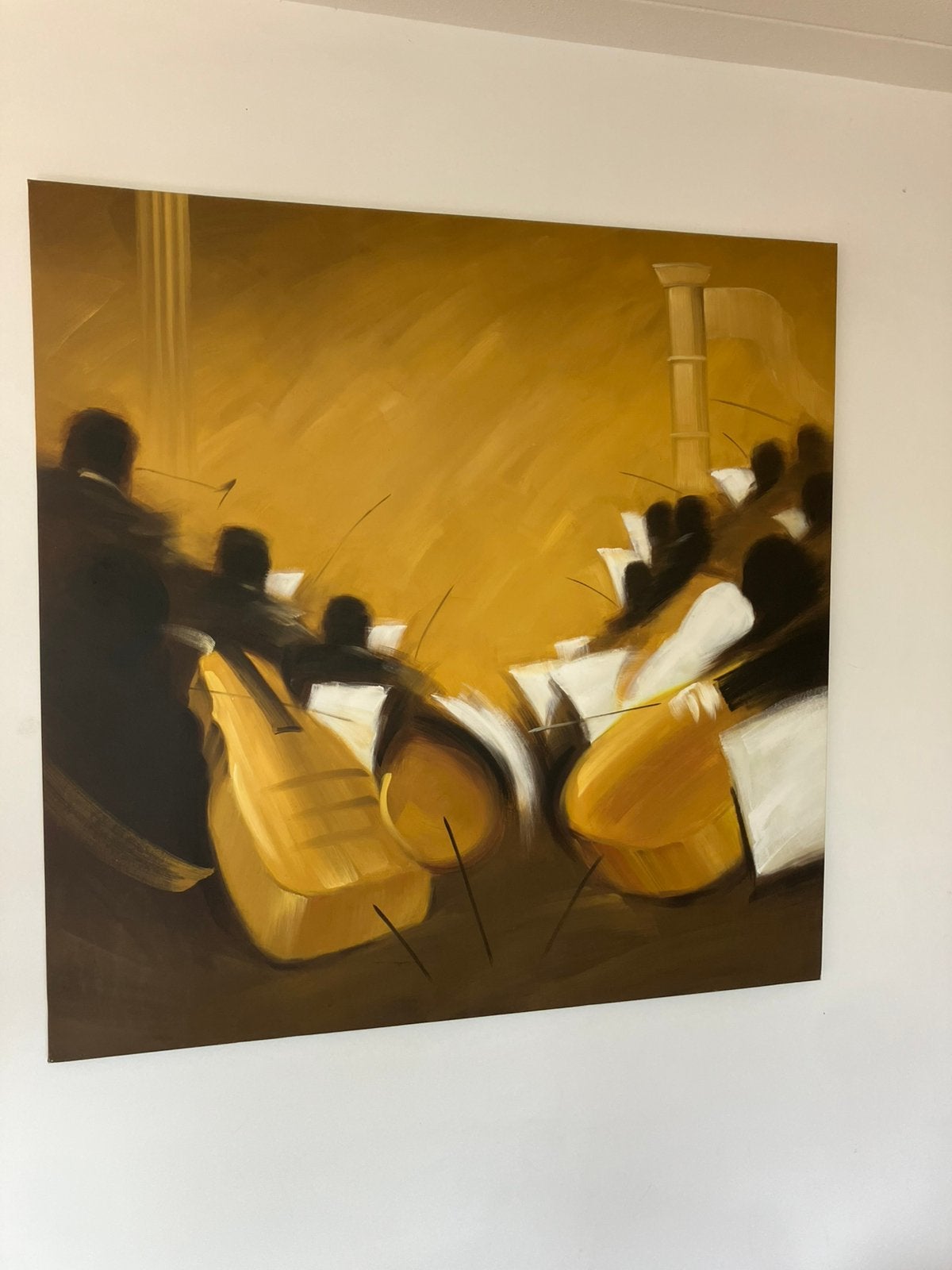 Schilderij jazz tafereel op canvas 120x120, Ophalen