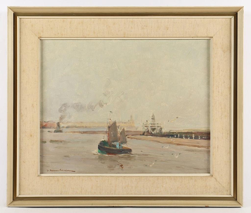 DUITS=Georg Hambüchen 1901-1971==="Ausfahrt Zeebrügge", Antiek en Kunst, Kunst | Schilderijen | Klassiek, Ophalen of Verzenden