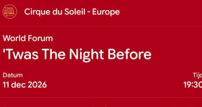 Cirque du Soleil 11 december, Tickets en Kaartjes, Overige Tickets en Kaartjes, Drie personen of meer