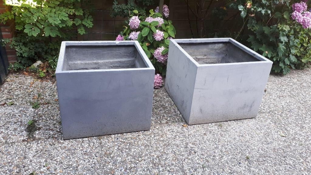 Zeer mooie fiberstone plantenbakken 65x65cm 100,- p/st, Ophalen, Kunststof, Vierkant, Zo goed als nieuw