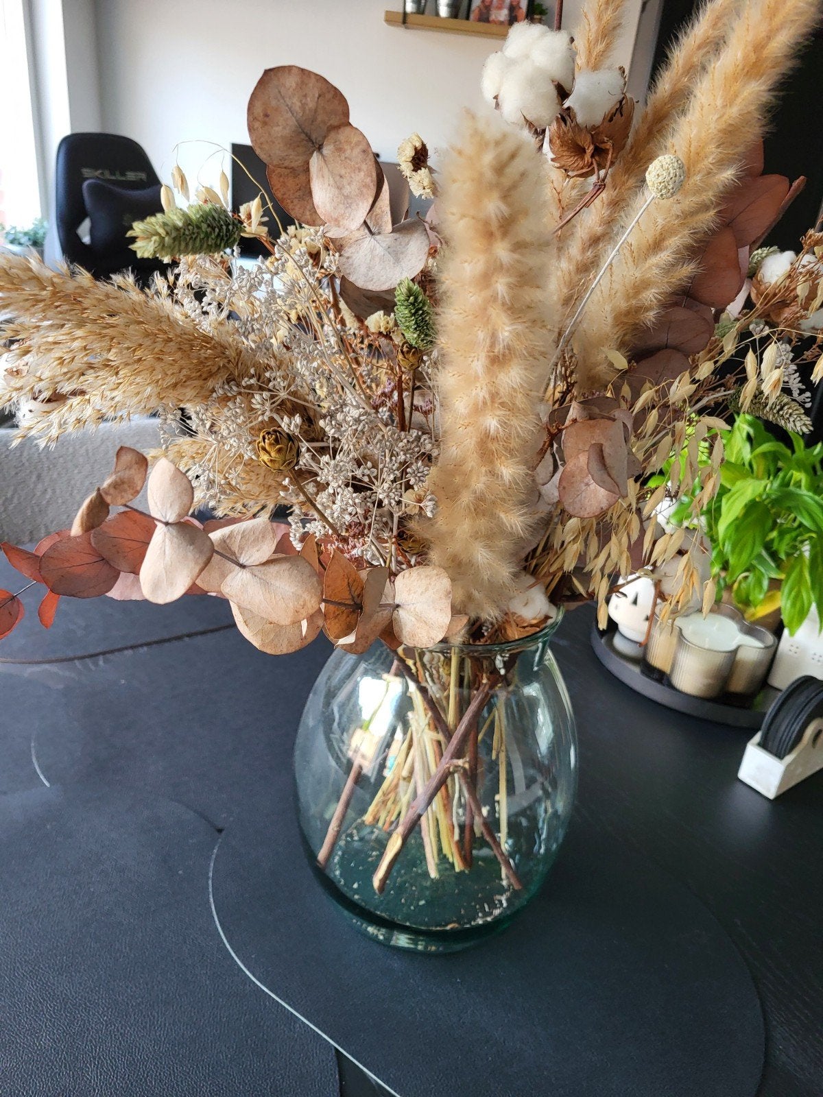 droogbloemen boeket zie foto, Ophalen, Meerkleurig, Gerecycled glas, Glas