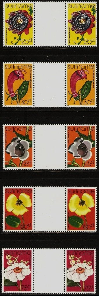 Rep-Suriname 108-112 brugparen orchideeën., Postzegels en Munten, Verzenden, Postfris