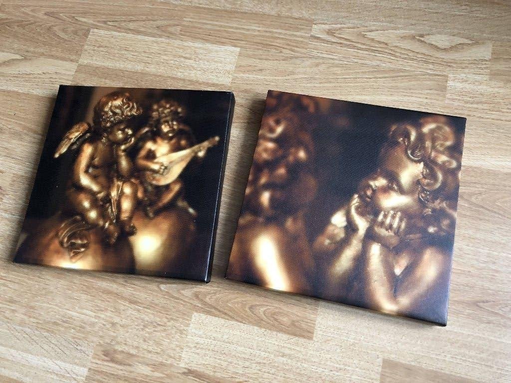 twee engeltjes schilderijtjes, Minder dan 50 cm, Overige typen, Nieuw, Ophalen of Verzenden