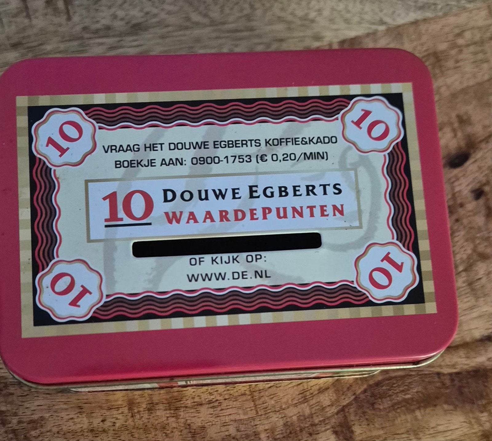 Vintage Douwe Egberts spaarpunten blikje, Ophalen of Verzenden, Gebruikt