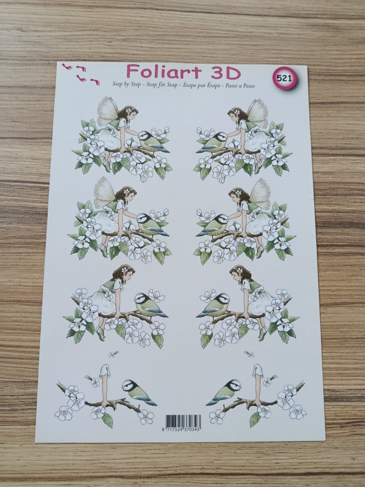 Vogel met Engel en bloemen Knipvellen,, Ophalen of Verzenden, Nieuw, Natuur, Knipvel