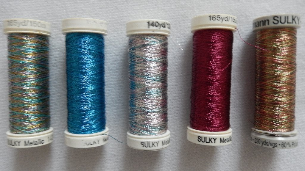 5 klosjes Sulky metallic garen ZGAN, Ophalen of Verzenden, Zo goed als nieuw, Garen of Naald(en)