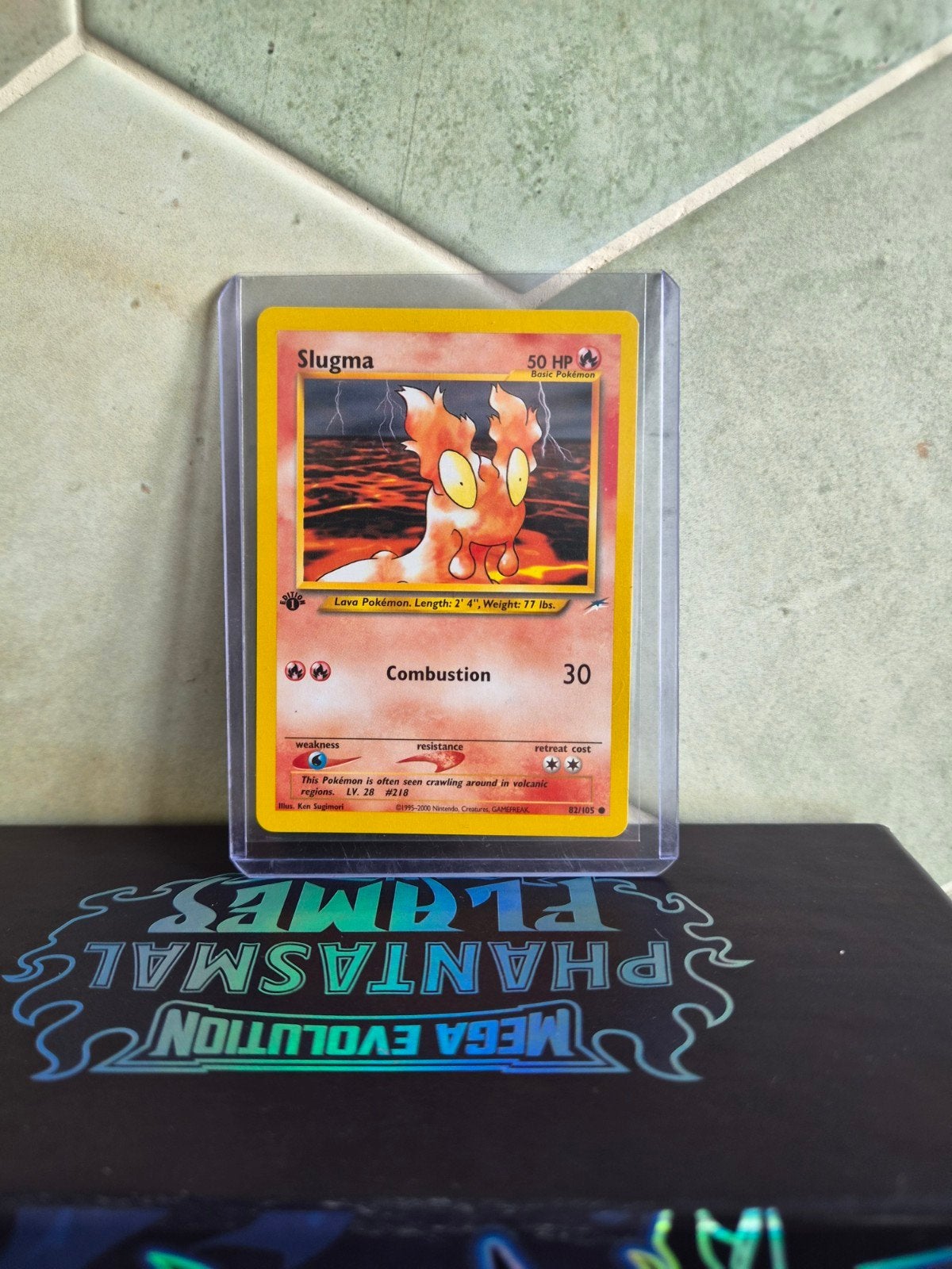 Slugma 1st Edition Neo Destiny Pokémon Kaart, Ophalen of Verzenden, Gebruikt, Losse kaart