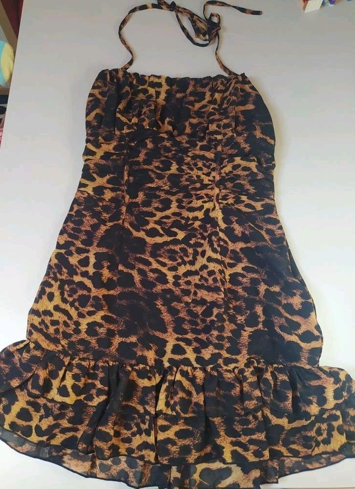 Leopard print jurkje zomer super gaaf! - maat xs, Bruin, Prettylittlething, Ophalen of Verzenden, Zo goed als nieuw