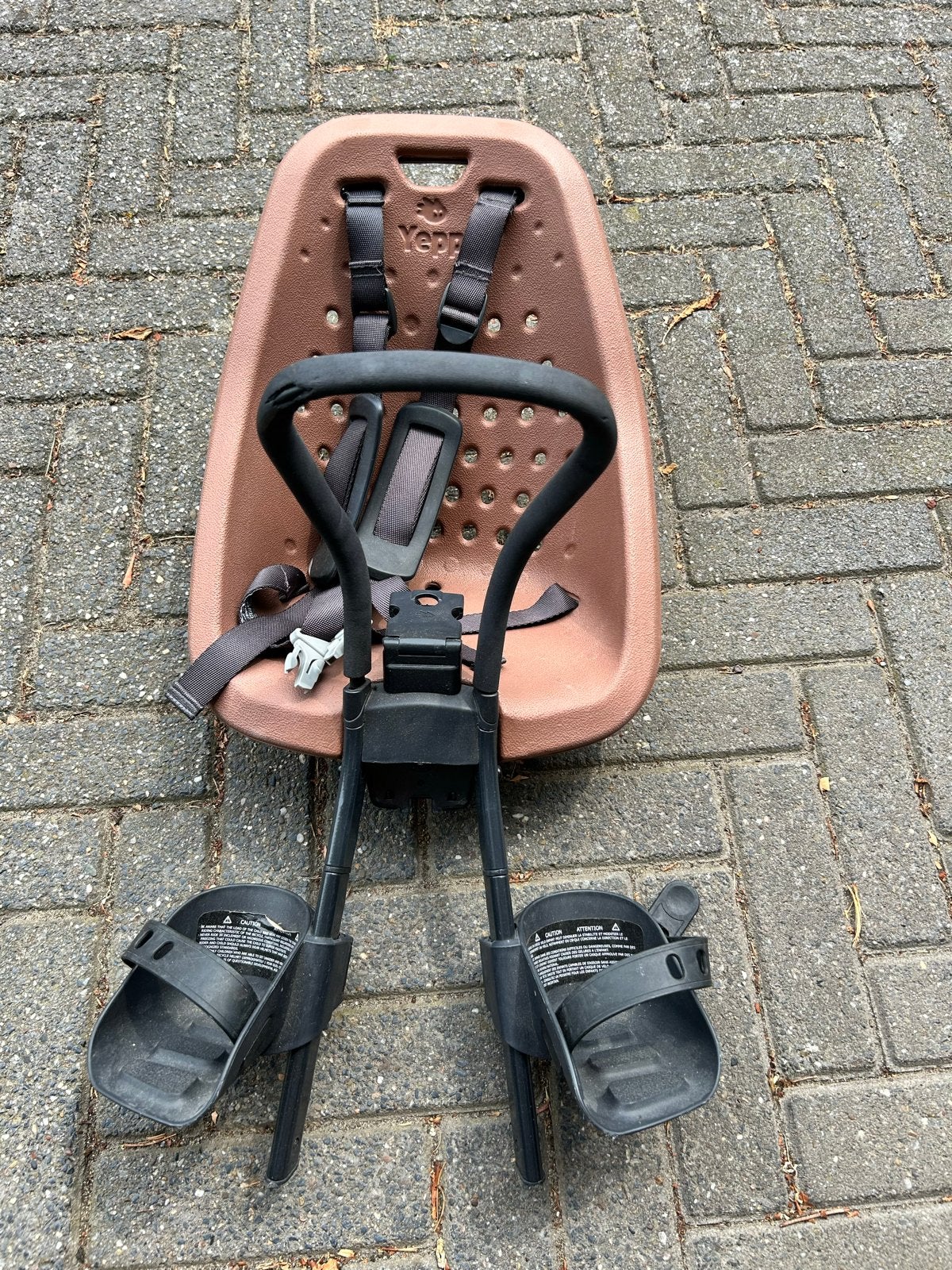 Yepp Mini voorzitje - bruin, met lichte gebruikssporen, Fietsen en Brommers, Fietsaccessoires | Fietsstoeltjes, Ophalen, Voorzitje