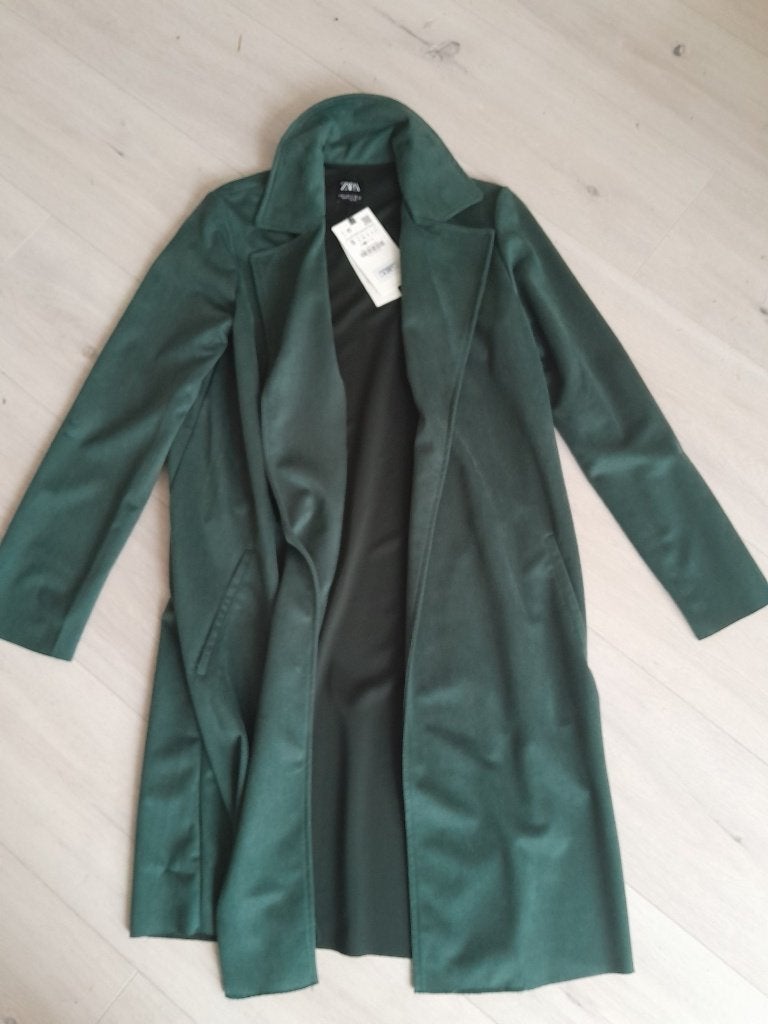 Nieuwe jas Zara met kaartjes,koopje, Ophalen of Verzenden, Nieuw, Maat 36 (S), Groen