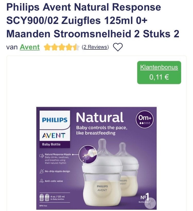 Philips Avent Natural Response Zuigfles 125ml 0m+ Stroomsnel, Ophalen, Nieuw
