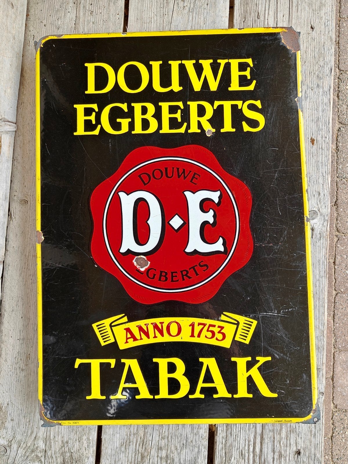 Emaille reclamebord - Douwe Egberts Tabak, Verzamelen, Ophalen of Verzenden, Gebruikt, Reclamebord