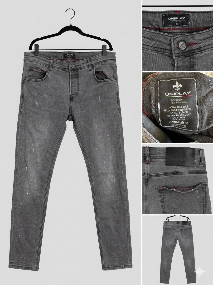 Grijze uniplay heren jeans maat 33, Kleding | Heren, Ophalen of Verzenden, Zo goed als nieuw, Grijs, W33 - W34 (confectie 48/50)