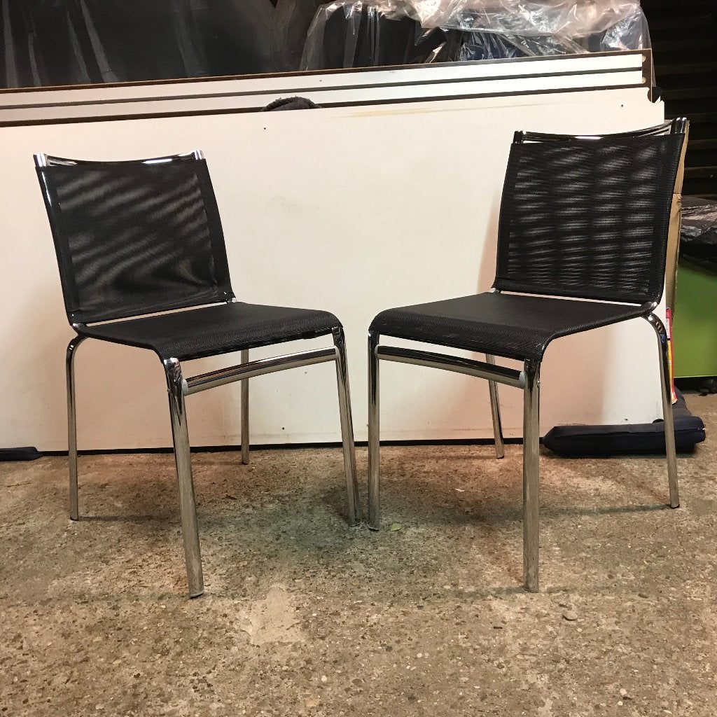 2 Bontempi Casa NET design stoel chair chroom, Ophalen, Zwart, Zo goed als nieuw, Nvt