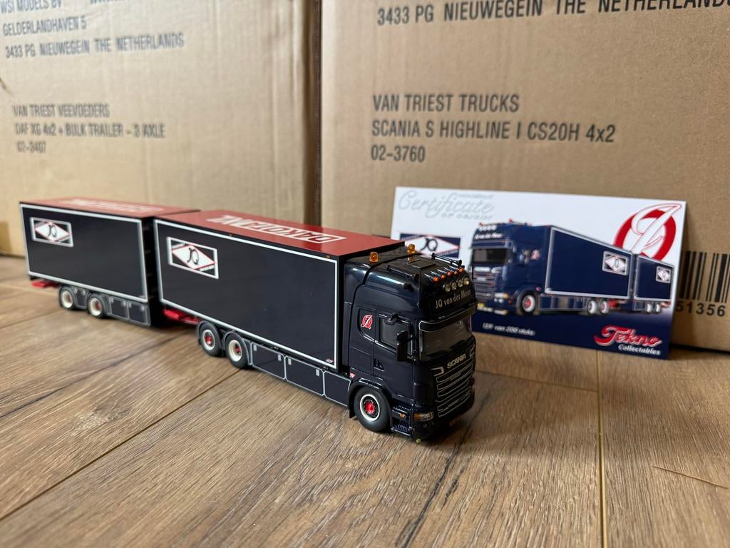 Tekno JQ van der Meer Scania met wipkar schaal 1:50, Hobby en Vrije tijd, Modelauto's | 1:50, Ophalen of Verzenden, Gebruikt, Bus of Vrachtwagen