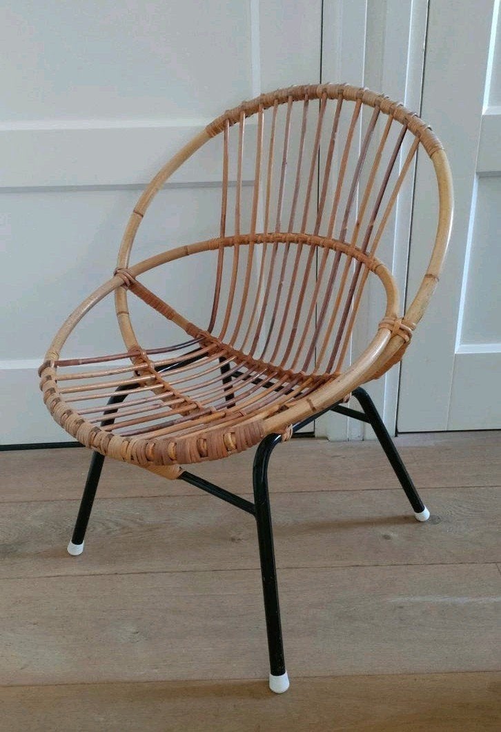 Vintage stoel rotan stoel Rohe Noordwolde stoeltje fauteuil, Ophalen, Stoel(en)