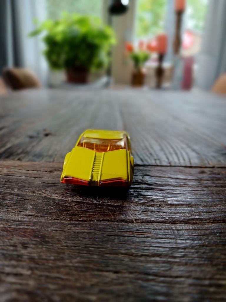 Datsun 126X Matchbox 1973 modelauto - Geel/Rood, Ophalen of Verzenden, Gebruikt, Auto, Matchbox