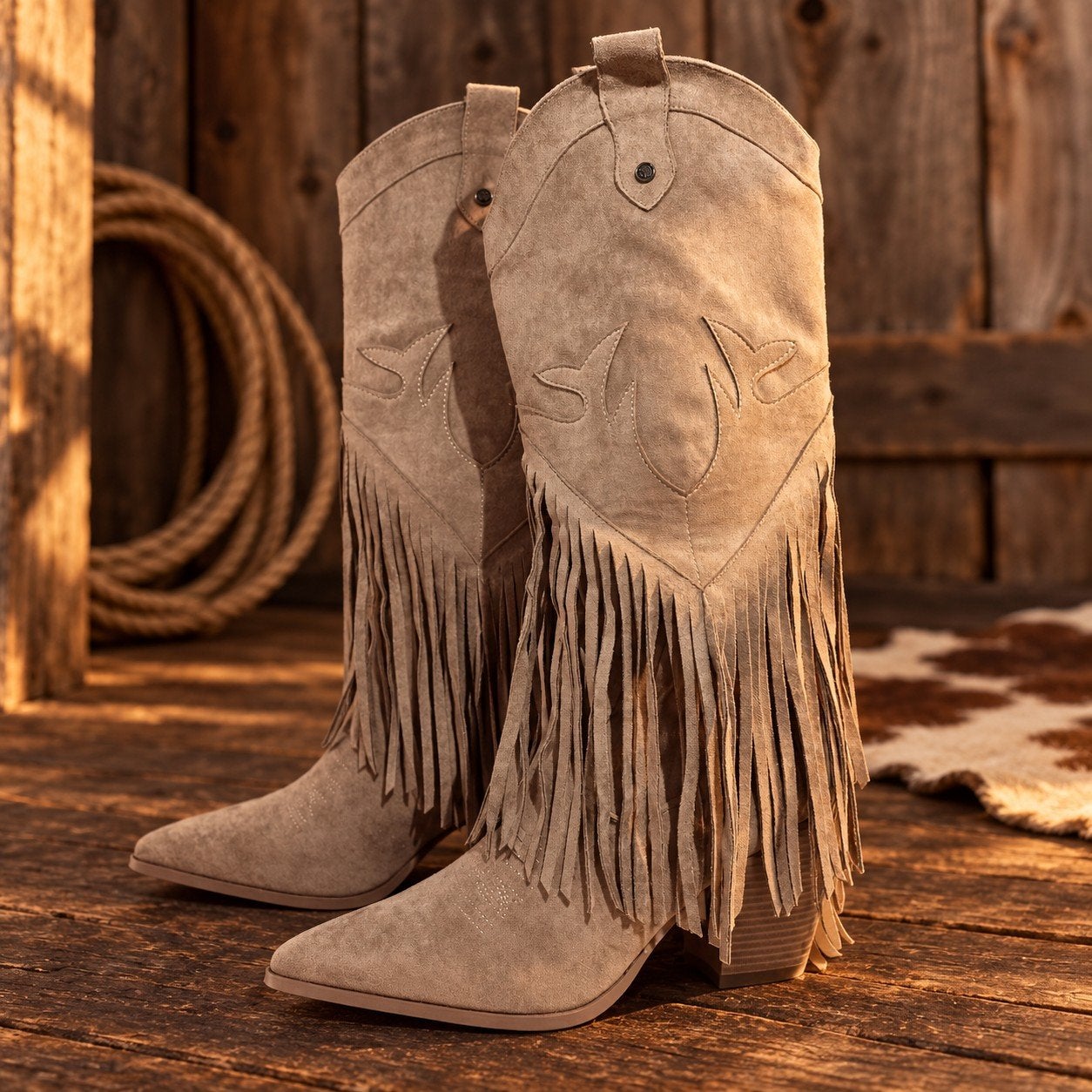 Western stijl laarzen, Hoge laarzen, Beige, Nieuw, Ophalen of Verzenden