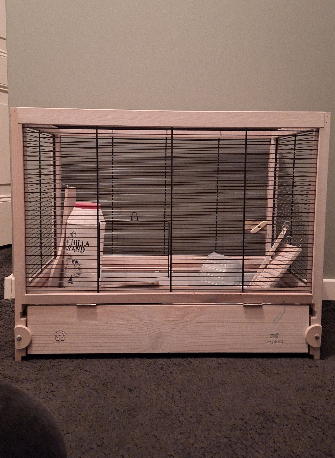 Houten hamsterhok met alle benodigdheden en extra speelgoed, Dieren en Toebehoren, Ophalen, Zo goed als nieuw, Hok, Hamster
